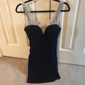 Navy blue Sparkle Strap Bodycon Dress